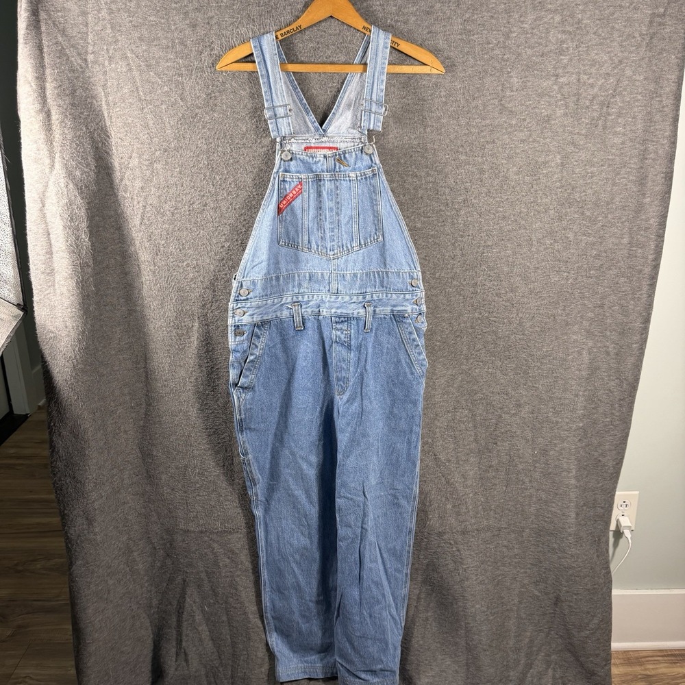 Vintage Unionbay Bib Overalls Womens M Light Wash Denim Y2K Wide Leg Carpenter - Picture 3 of 10